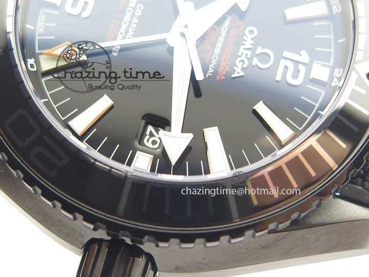 0705 ComfortFit Planet Ocean 45mm GMT DLC JHF Best Edition Black Dial On Rubber Strap A 8194